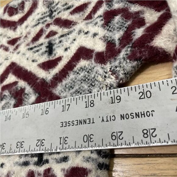 A'GACI MOHAIR Sweater Women M Red Beige Tribal Aztec Geometric Fuzzy Pullover M - Picture 10 of 16